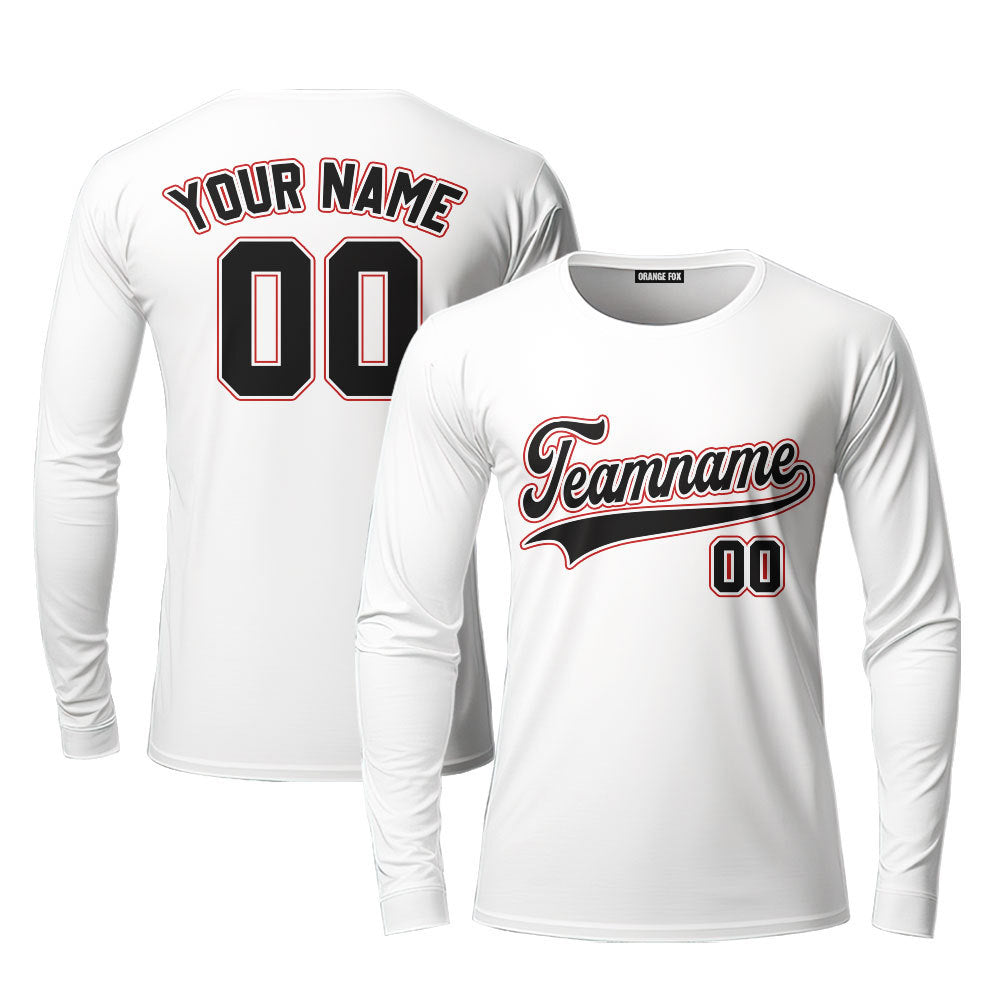 Custom White Black - Crimson Custom Long Sleeve T-Shirt For Men & Women