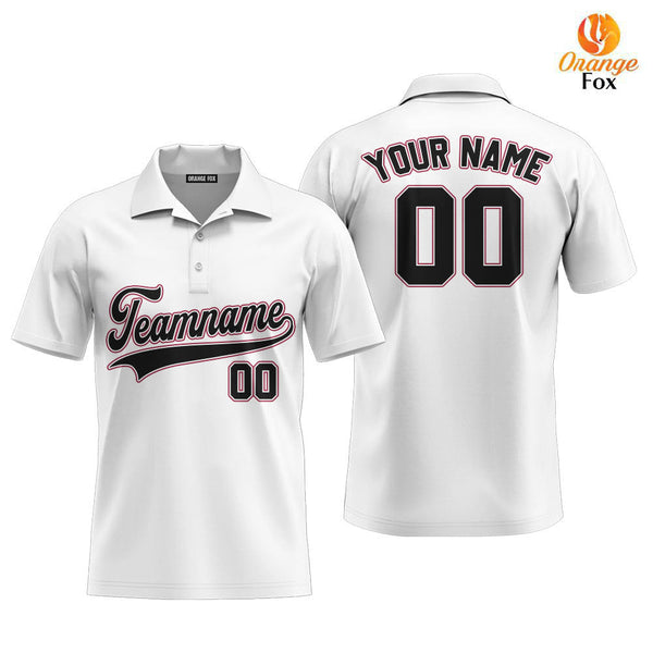 Custom White Black - Crimson Custom Polo Shirt For Men