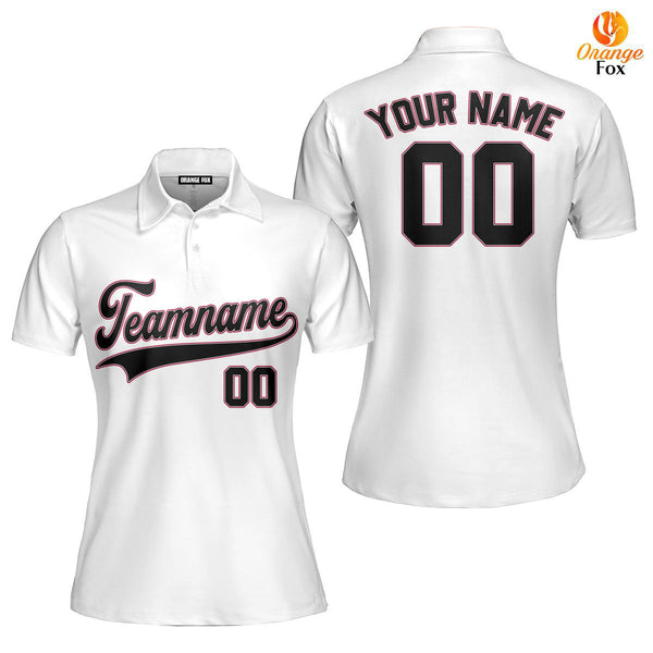 Custom White Black - Crimson Custom Polo Shirt For Women