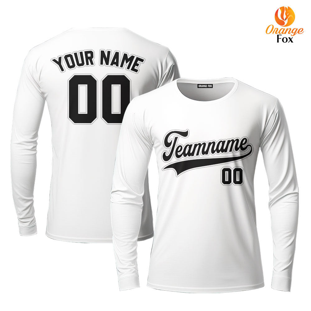 Custom White Black Custom Long Sleeve T-Shirt For Men & Women