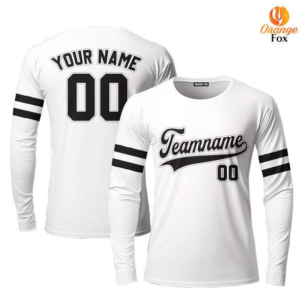 Custom White Black Custom Long Sleeve T-Shirt For Men & Women