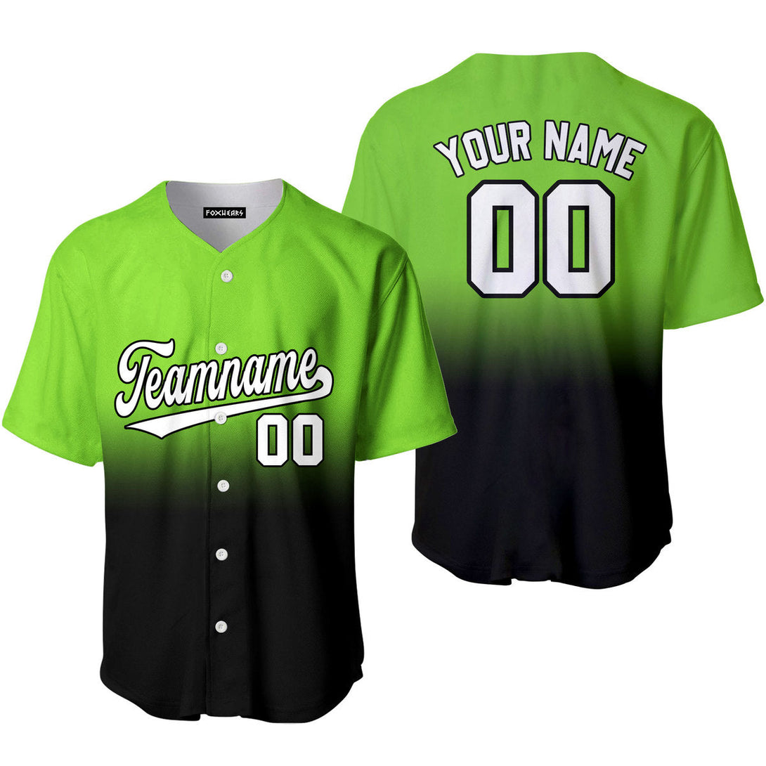 Custom White Black Neon Green Fade Fashion Baseball Jerseys For Men & Women