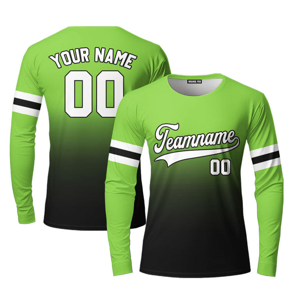 Custom White Black Neon Green Fade Fashion Custom Long Sleeve T-Shirt For Men & Women