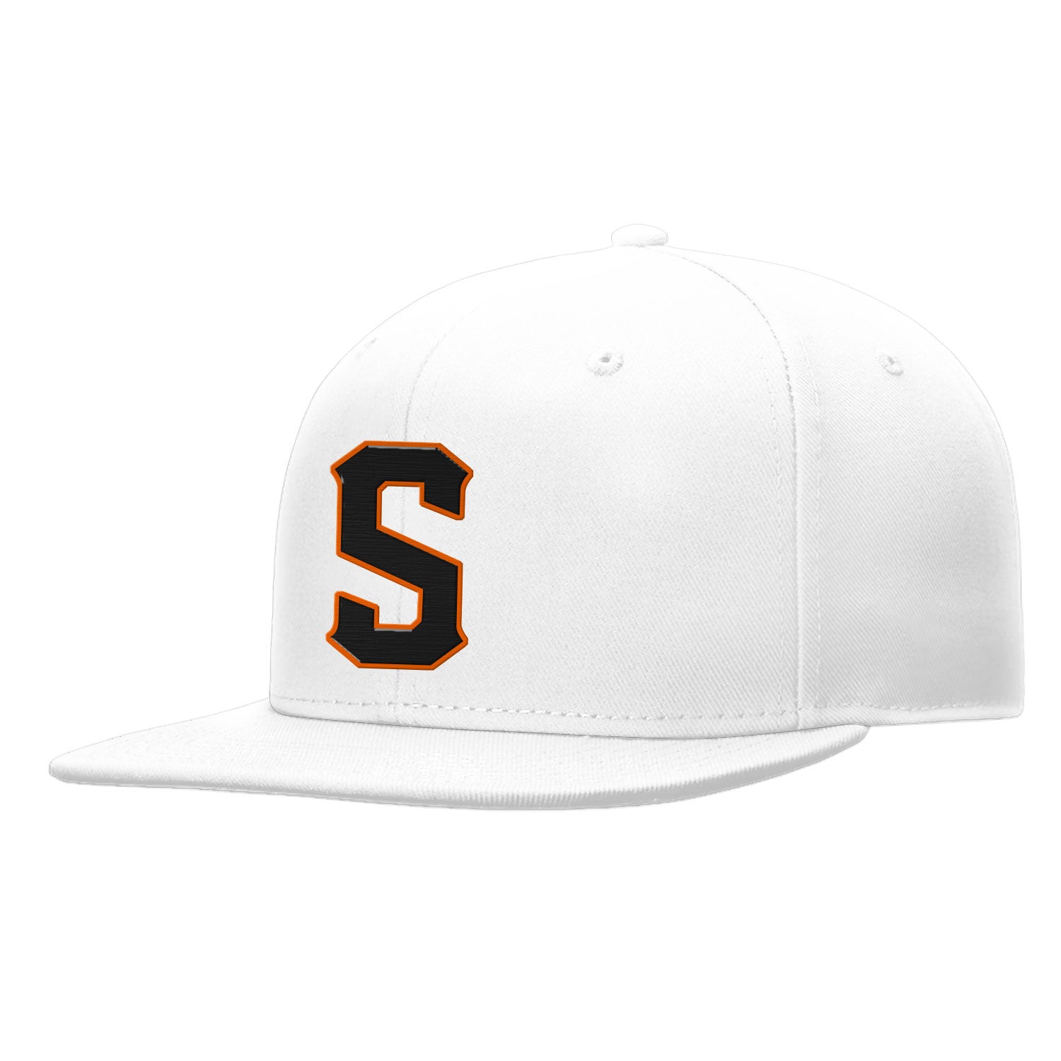Custom White Black Orange Snapback Hat