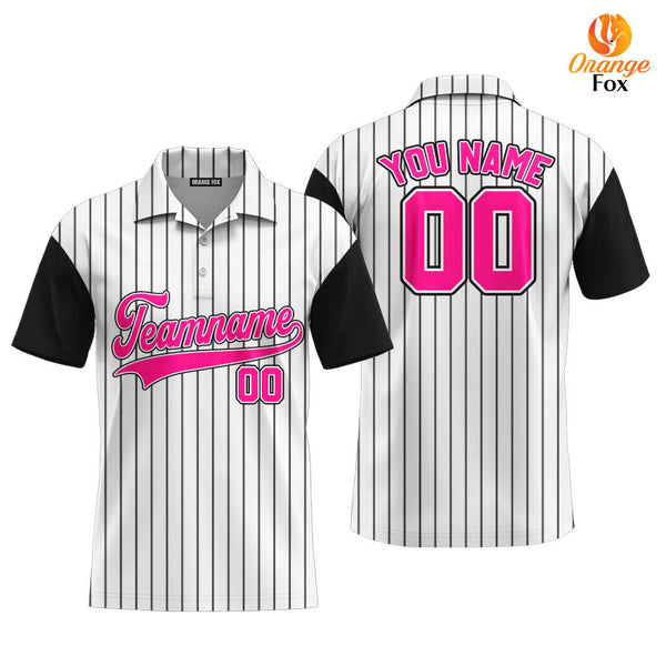 Custom White Black Raglan Pink Black Custom Polo Shirt For Men