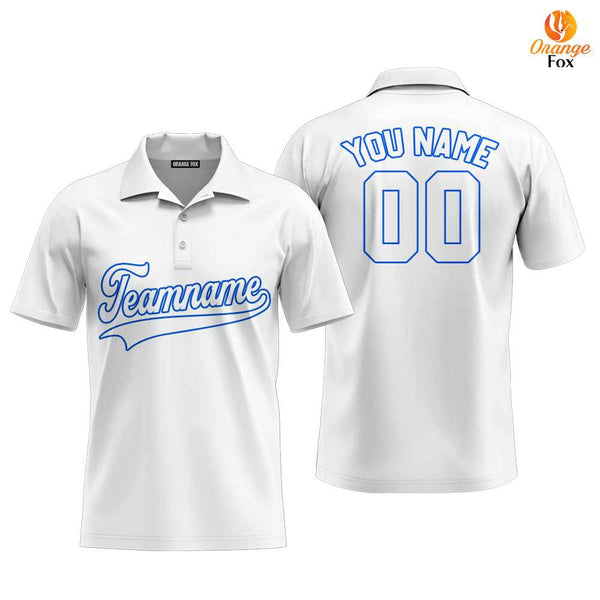 Custom White Blue Custom Polo Shirt For Men