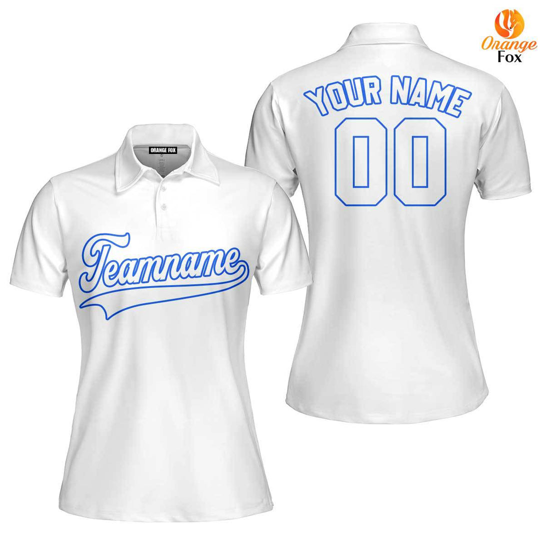 Custom White Blue Custom Polo Shirt For Women