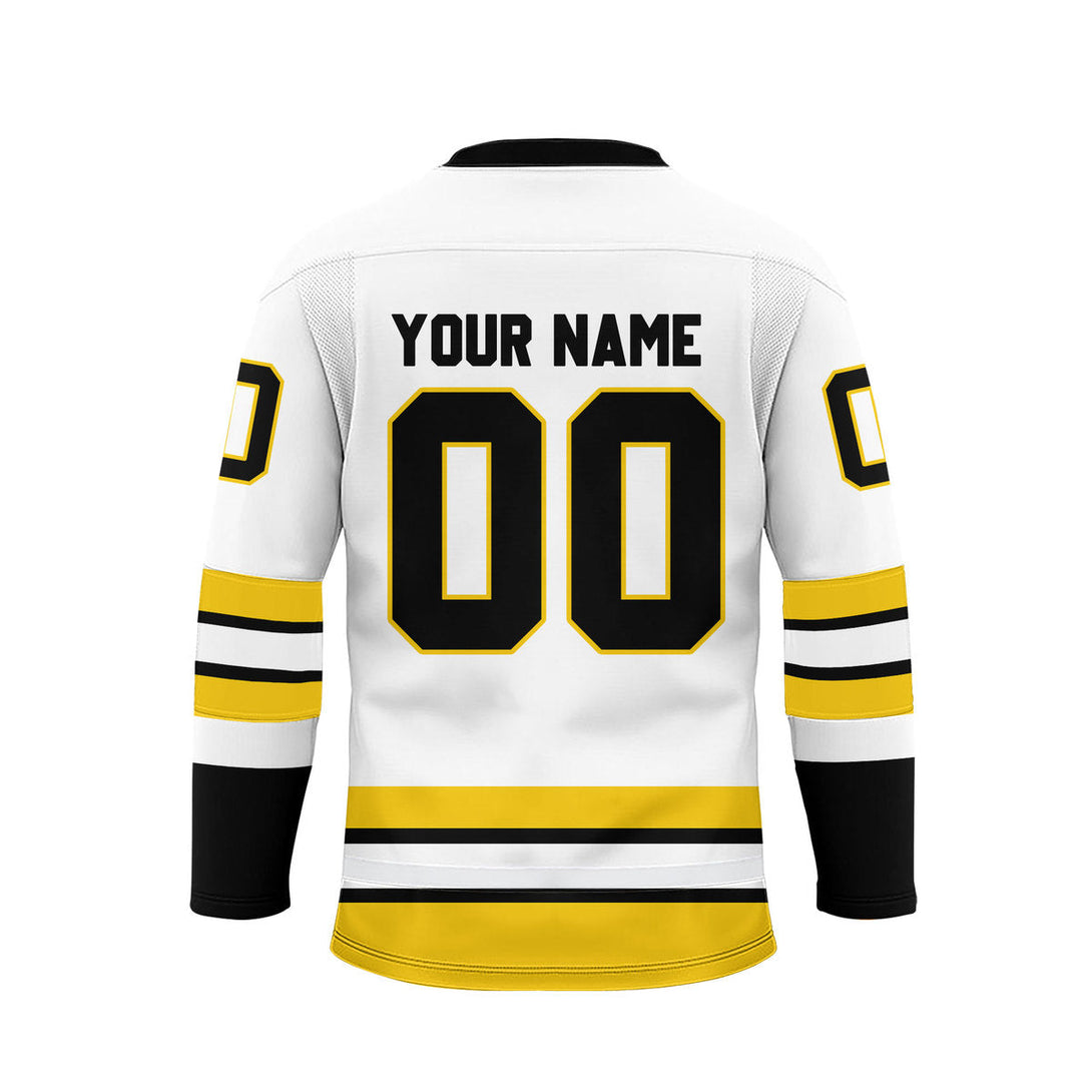 Custom White Boston Lace Neck Hockey Jersey For Men & Women