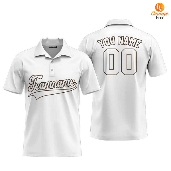 Custom White Brown Custom Polo Shirt For Men