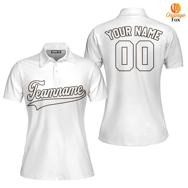 Custom White Brown Custom Polo Shirt For Women