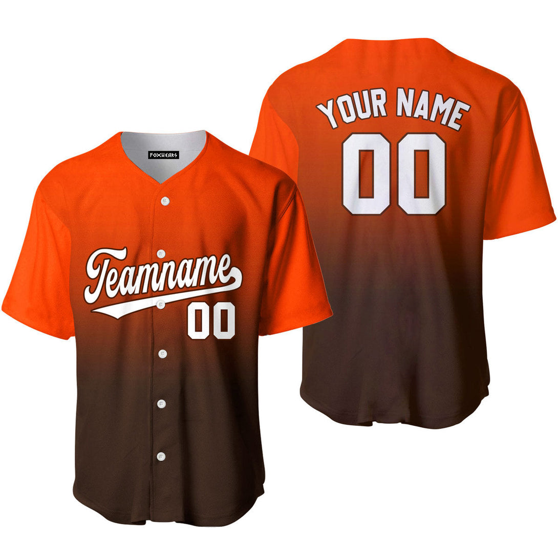 Custom White Brown Orange Fade Fashion Baseball Jerseys For Men & Women