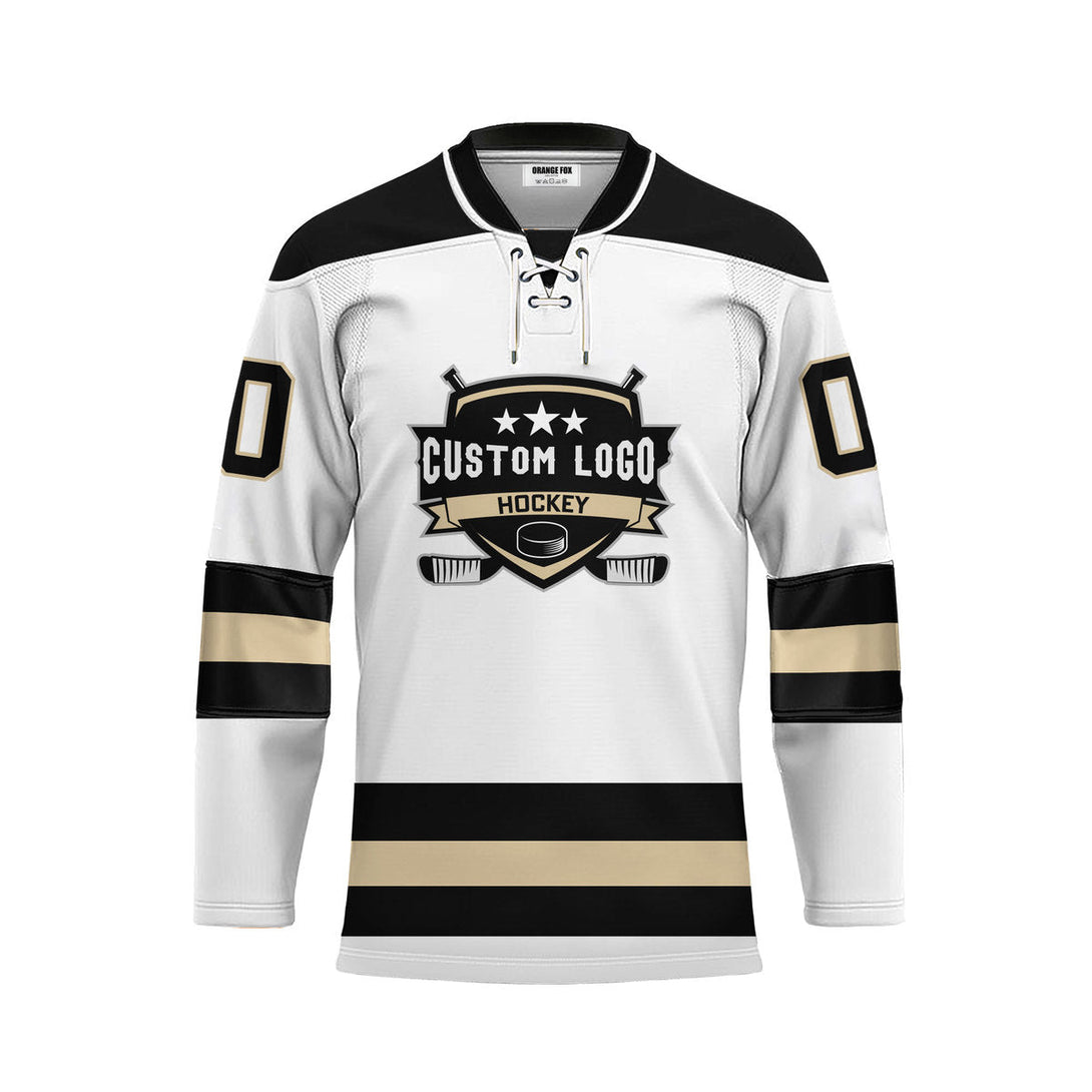 Custom White Calgary Lace Neck Hockey Jersey For Men & Women