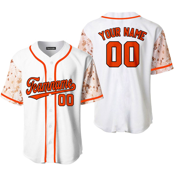 Custom White Camo Raglan Orange Black Baseball Jerseys For Men & Women