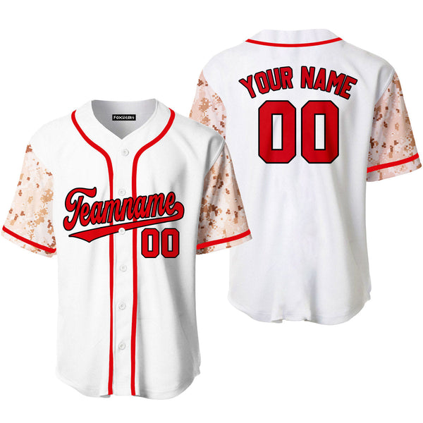 Custom White Camo Raglan Red Black Baseball Jerseys For Men & Women