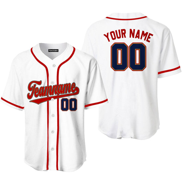 Custom White Crimson Navy Custom Baseball Jerseys For Men & Women