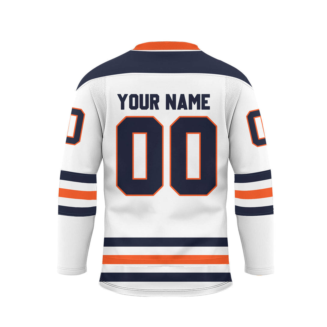 Custom White Edmonton Lace Neck Hockey Jersey For Men & Women