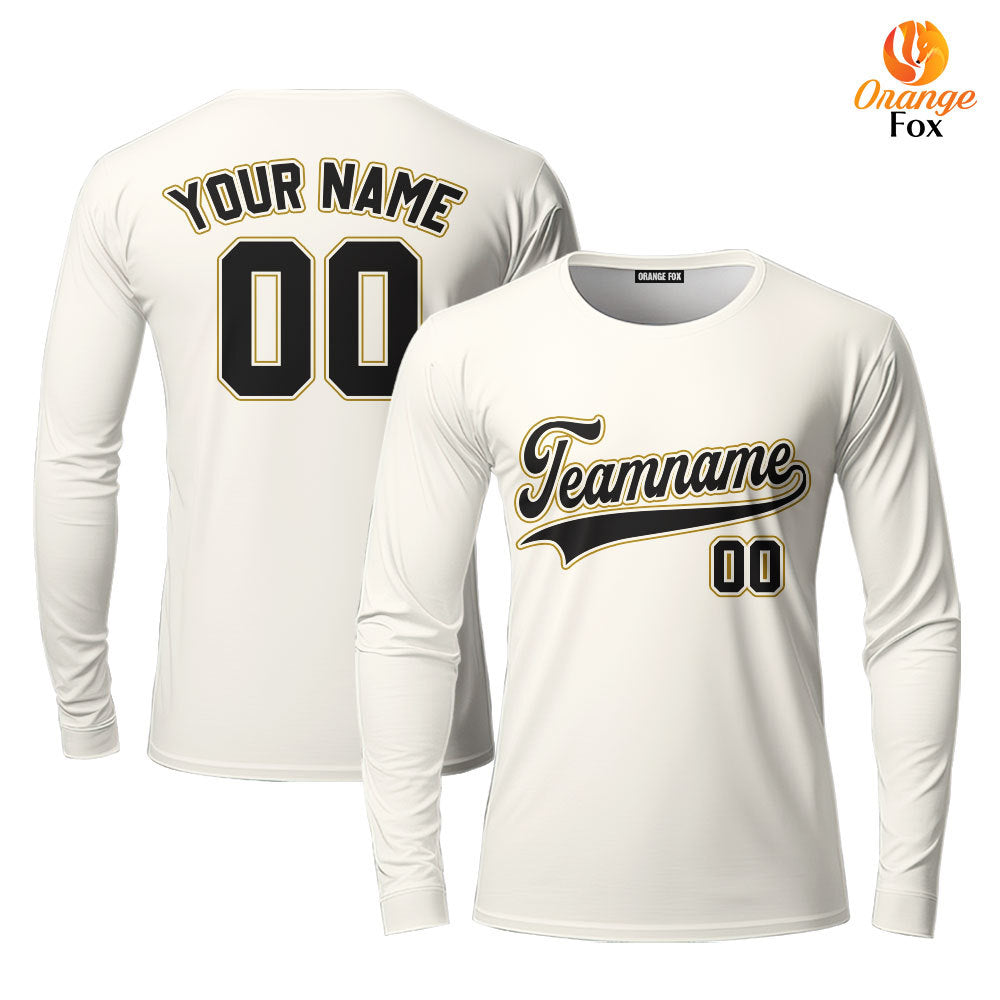 Custom White Gold-Black Custom Long Sleeve T-Shirt For Men & Women