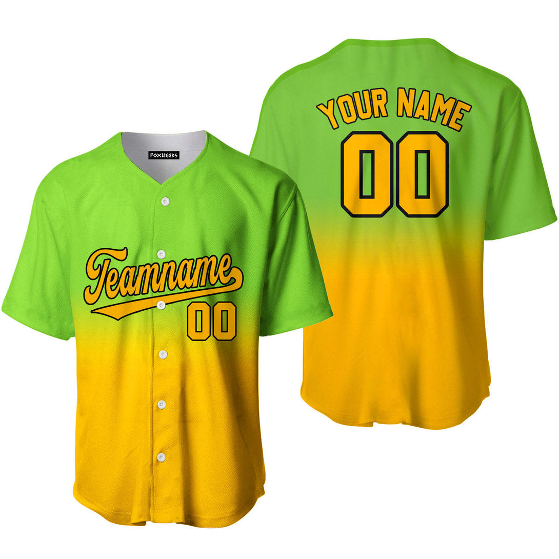 Custom White Gold Neon Green Fade Fashion Baseball Jerseys For Men & Women