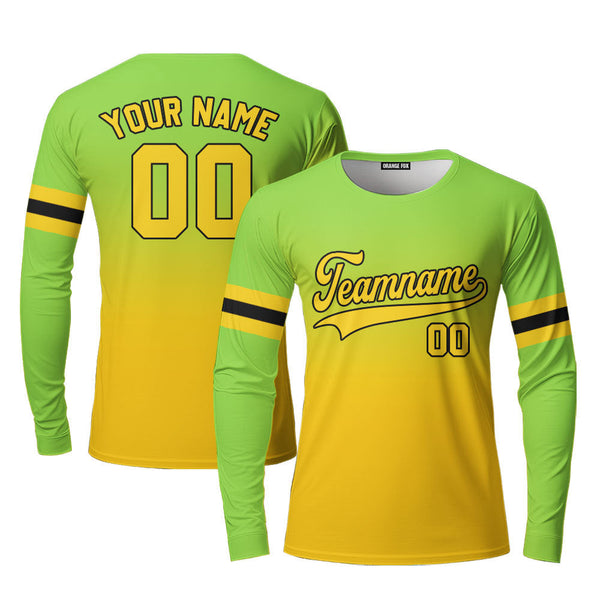 Custom White Gold Neon Green Fade Fashion Custom Long Sleeve T-Shirt For Men & Women