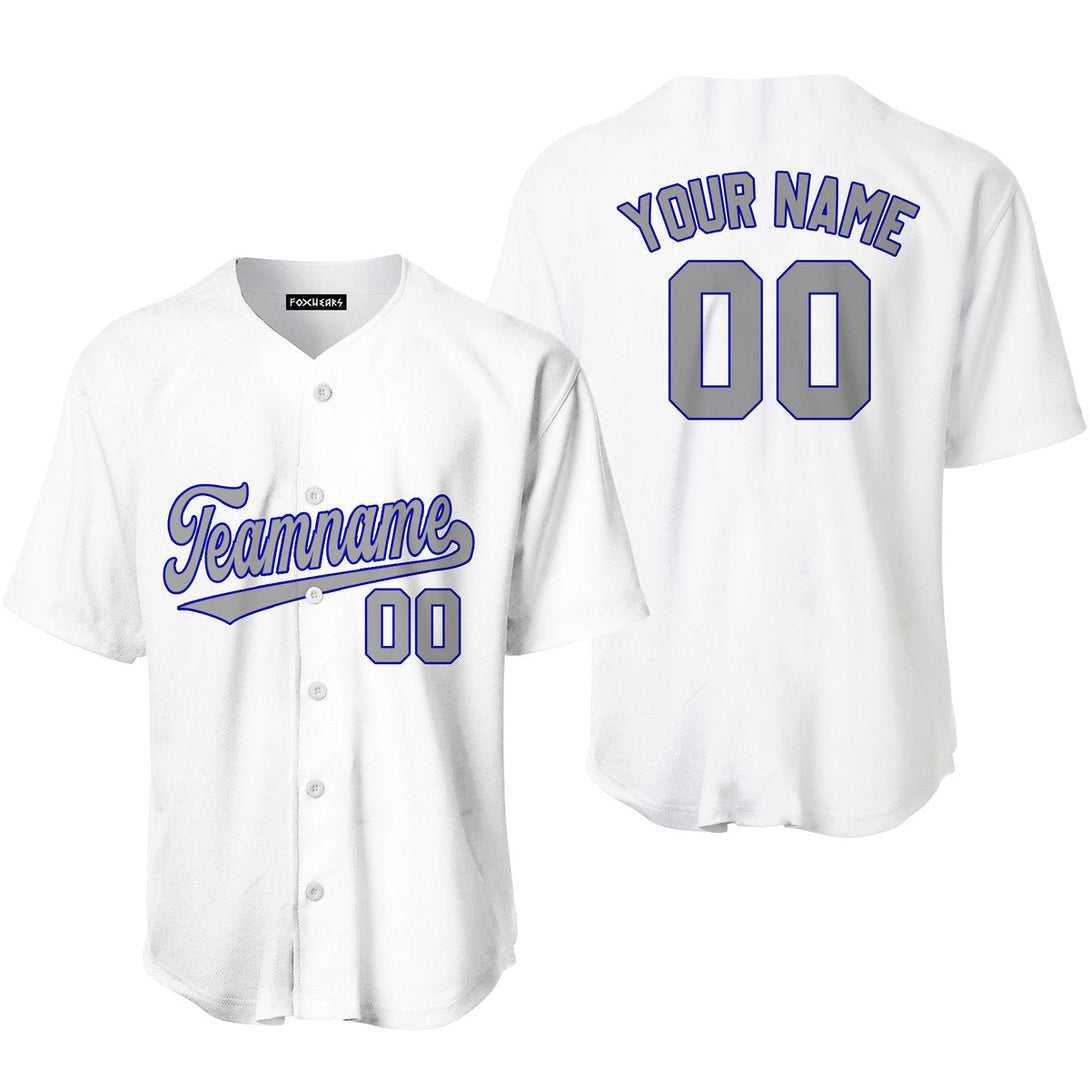 Custom White Gray Cobalt Blue Custom Baseball Jerseys For Men & Women