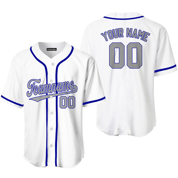 Custom White Gray Cobalt Blue Custom Baseball Jerseys For Men & Women