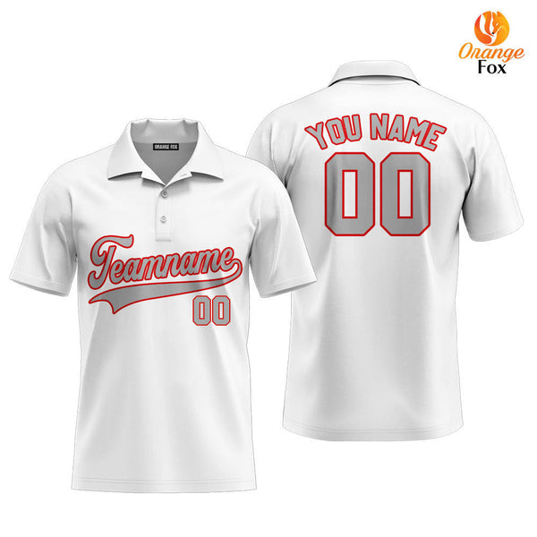 Custom White Gray - Crimson Custom Polo Shirt For Men