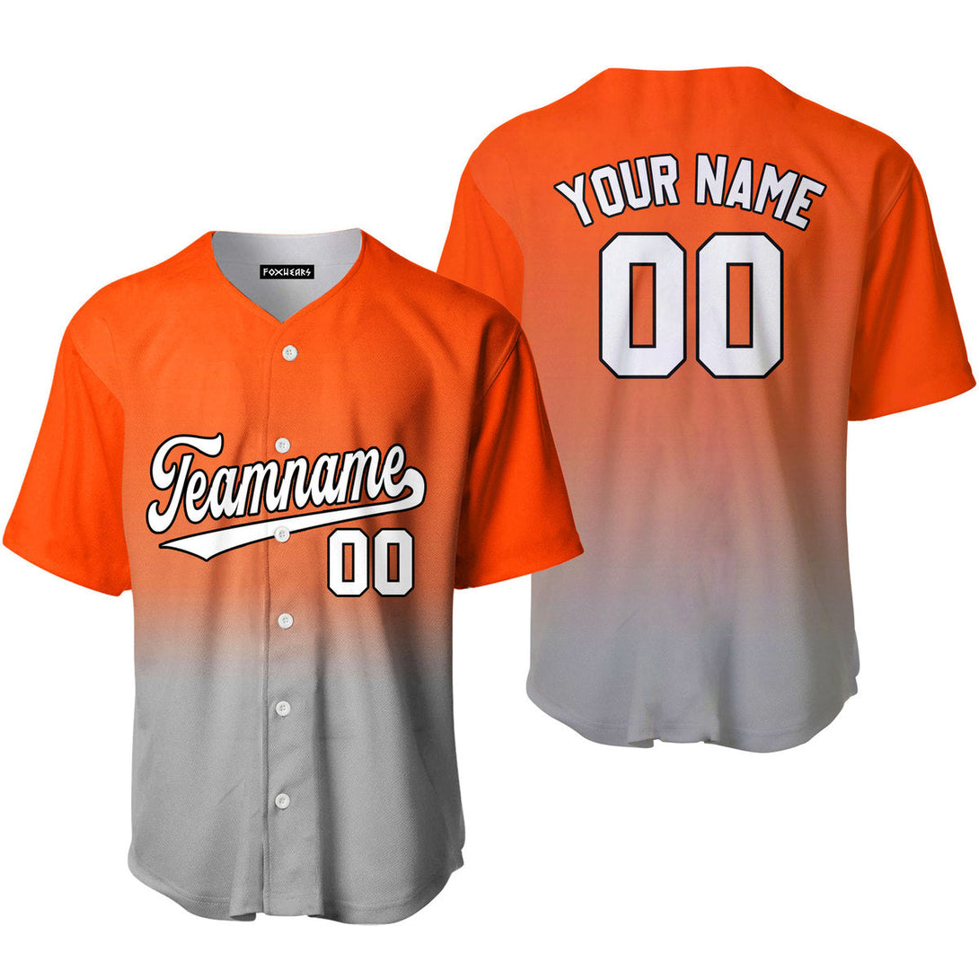 Custom White Gray Orange Fade Fashion Baseball Jerseys For Men & Women