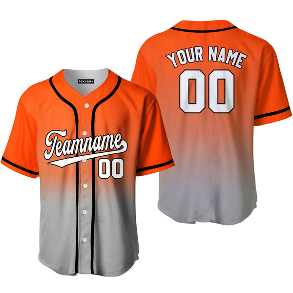 Custom White Gray Orange Fade Fashion Baseball Jerseys For Men & Women