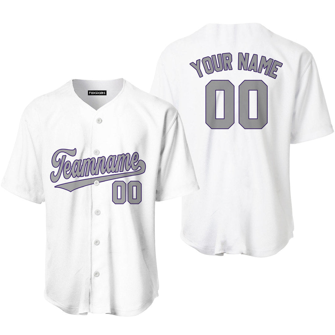 Custom White Gray Purple Custom Baseball Jerseys For Men & Women