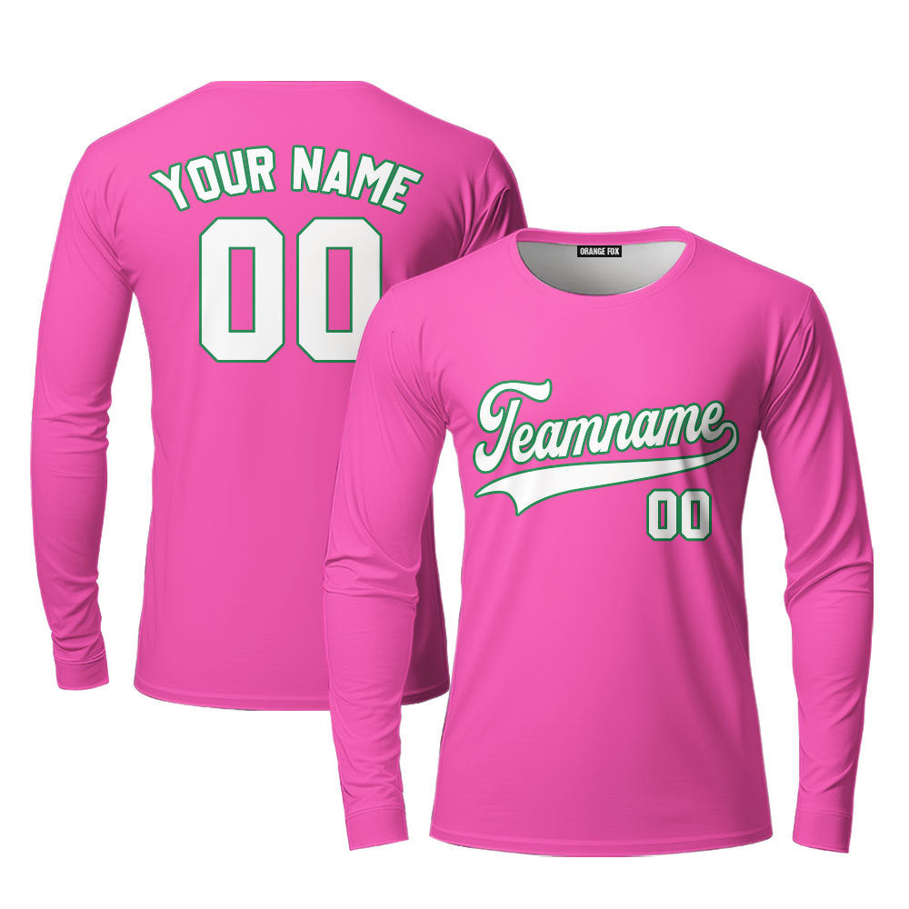 Custom White Green And Pink Custom Long Sleeve T-Shirt For Men & Women