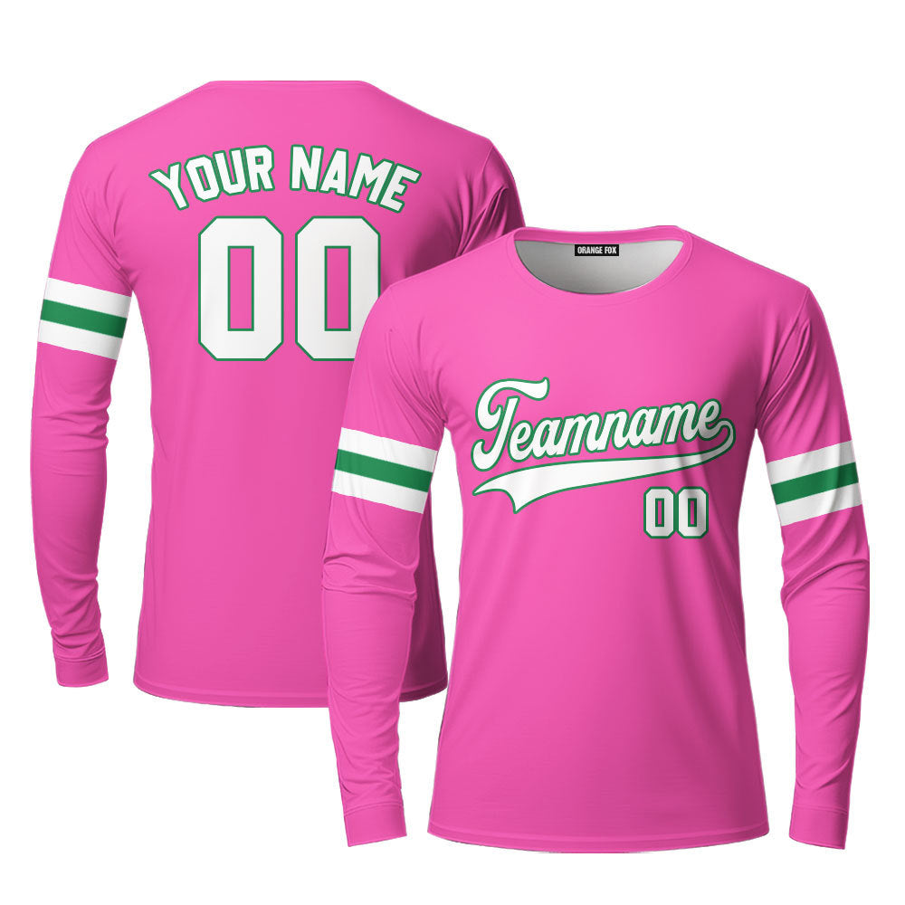 Custom White Green And Pink Custom Long Sleeve T-Shirt For Men & Women