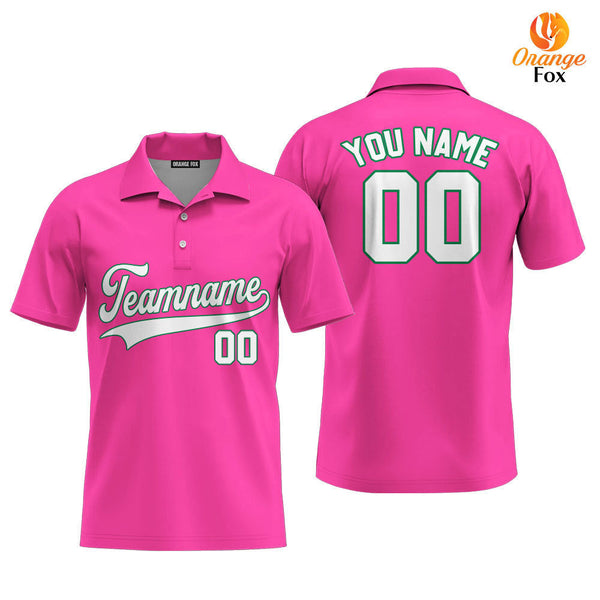 Custom White Green And Pink Custom Polo Shirt For Men