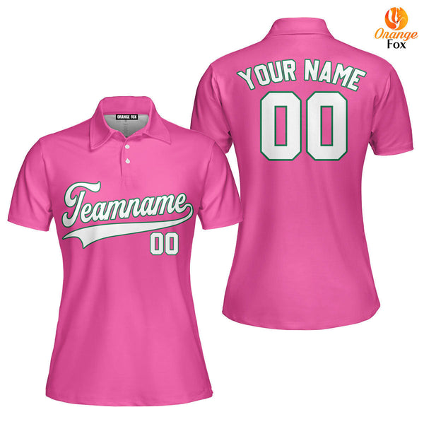 Custom White Green And Pink Custom Polo Shirt For Women