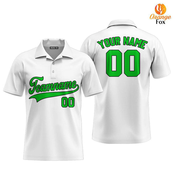 Custom White Green - Black Custom Polo Shirt For Men