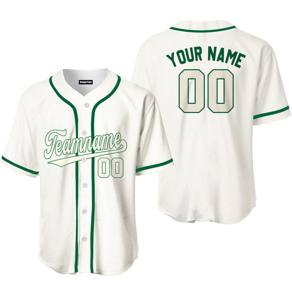 Custom White Green Cream Baseball Jerseys For Men & Women