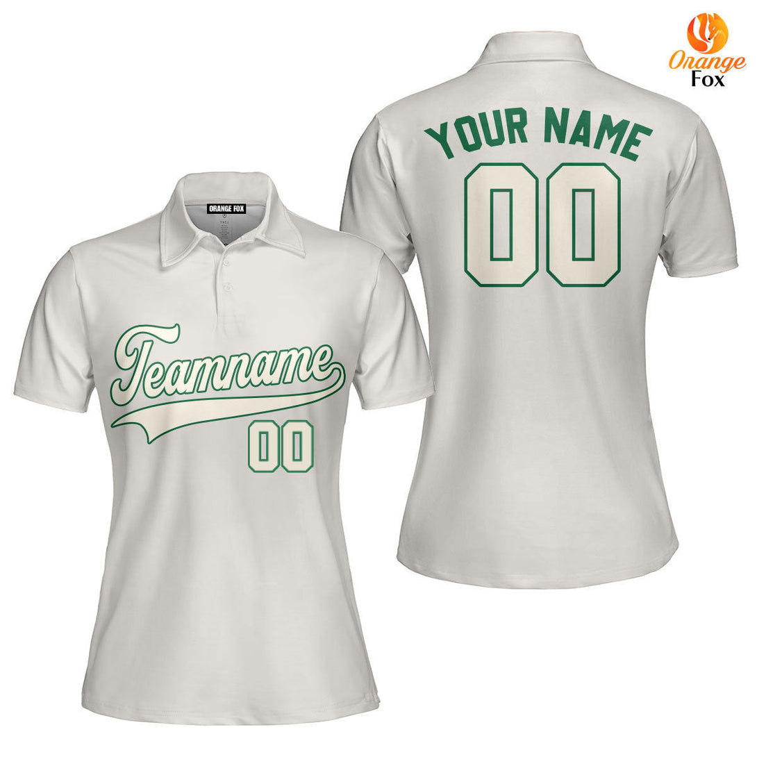 Custom White Green Cream Custom Polo Shirt For Women