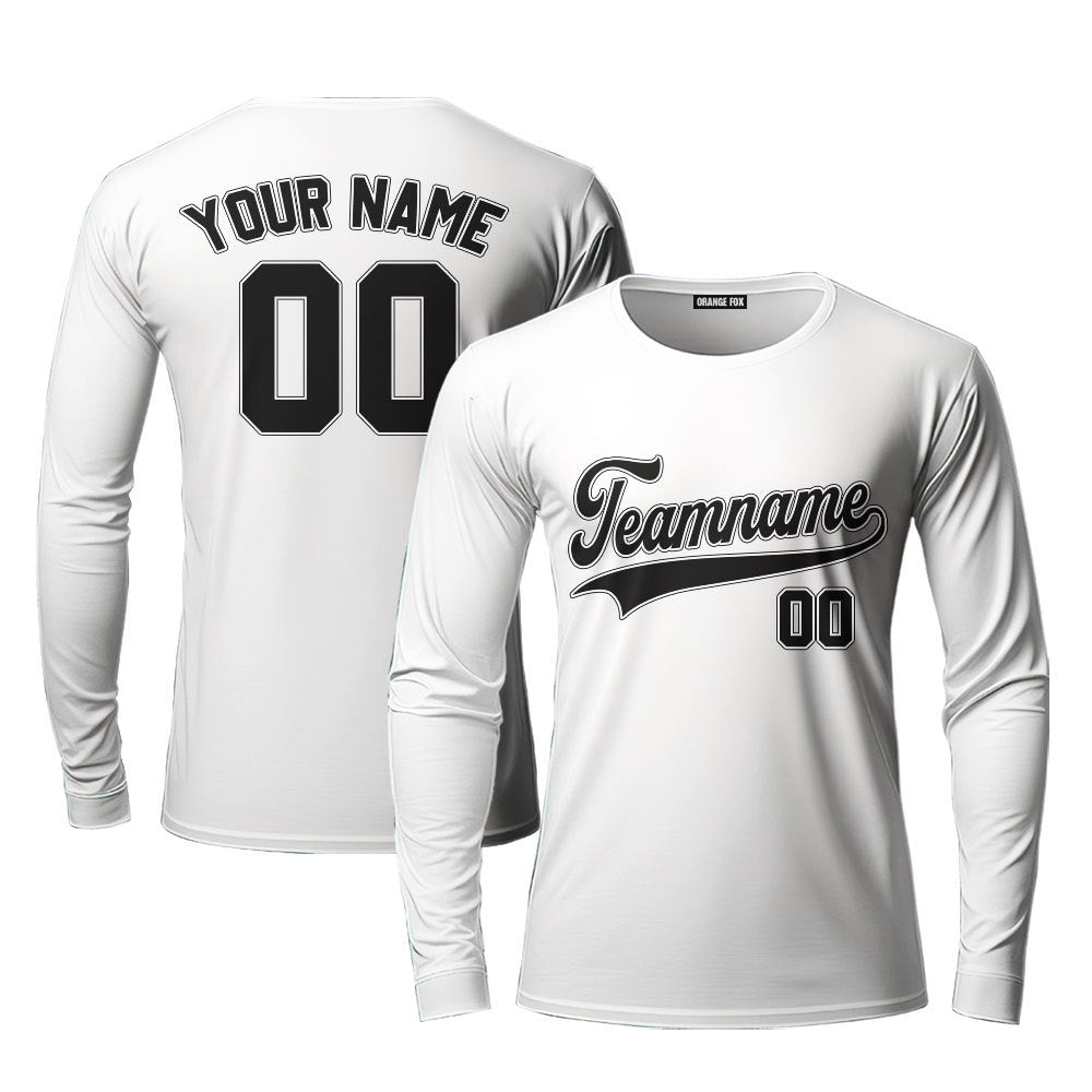 Custom White Grey Camo Raglan Black Custom Long Sleeve T-Shirt For Men & Women