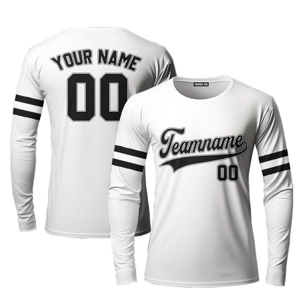 Custom White Grey Camo Raglan Black Custom Long Sleeve T-Shirt For Men & Women