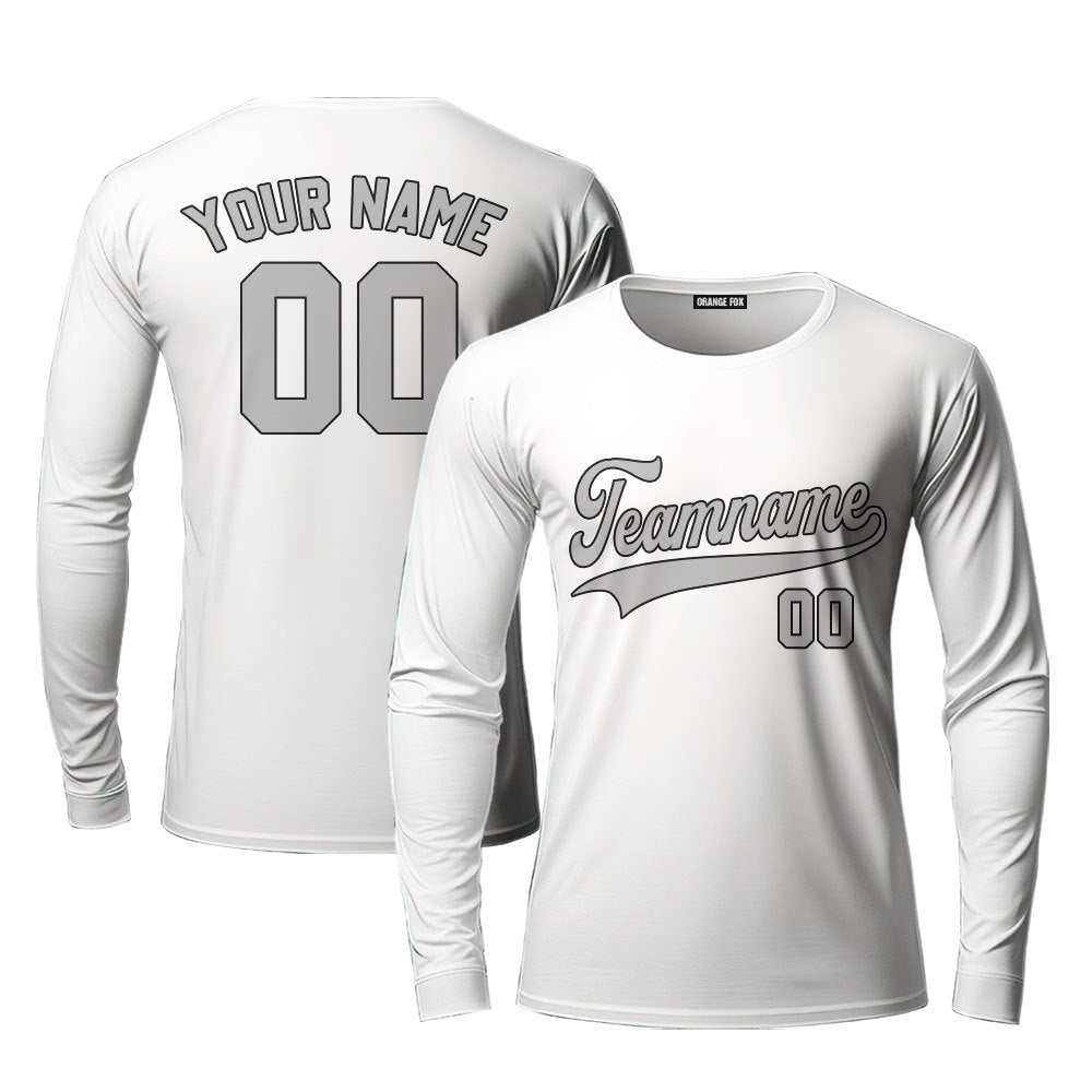 Custom White Grey Camo Raglan Grey Black Custom Long Sleeve T-Shirt For Men & Women