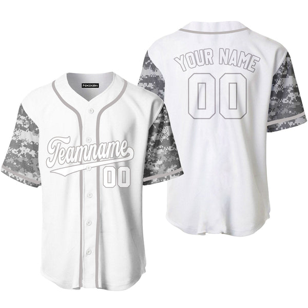 Custom White Grey Camo Raglan White Grey Baseball Jerseys For Men & Women