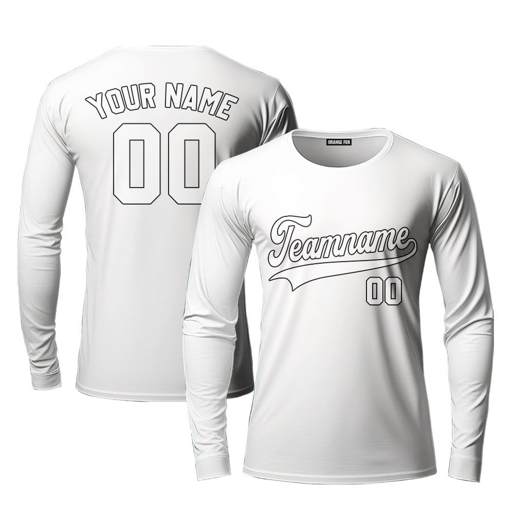 Custom White Grey Camo Raglan White Grey Custom Long Sleeve T-Shirt For Men & Women