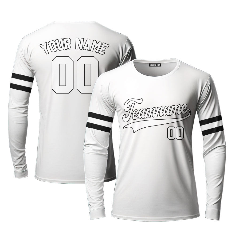 Custom White Grey Camo Raglan White Grey Custom Long Sleeve T-Shirt For Men & Women