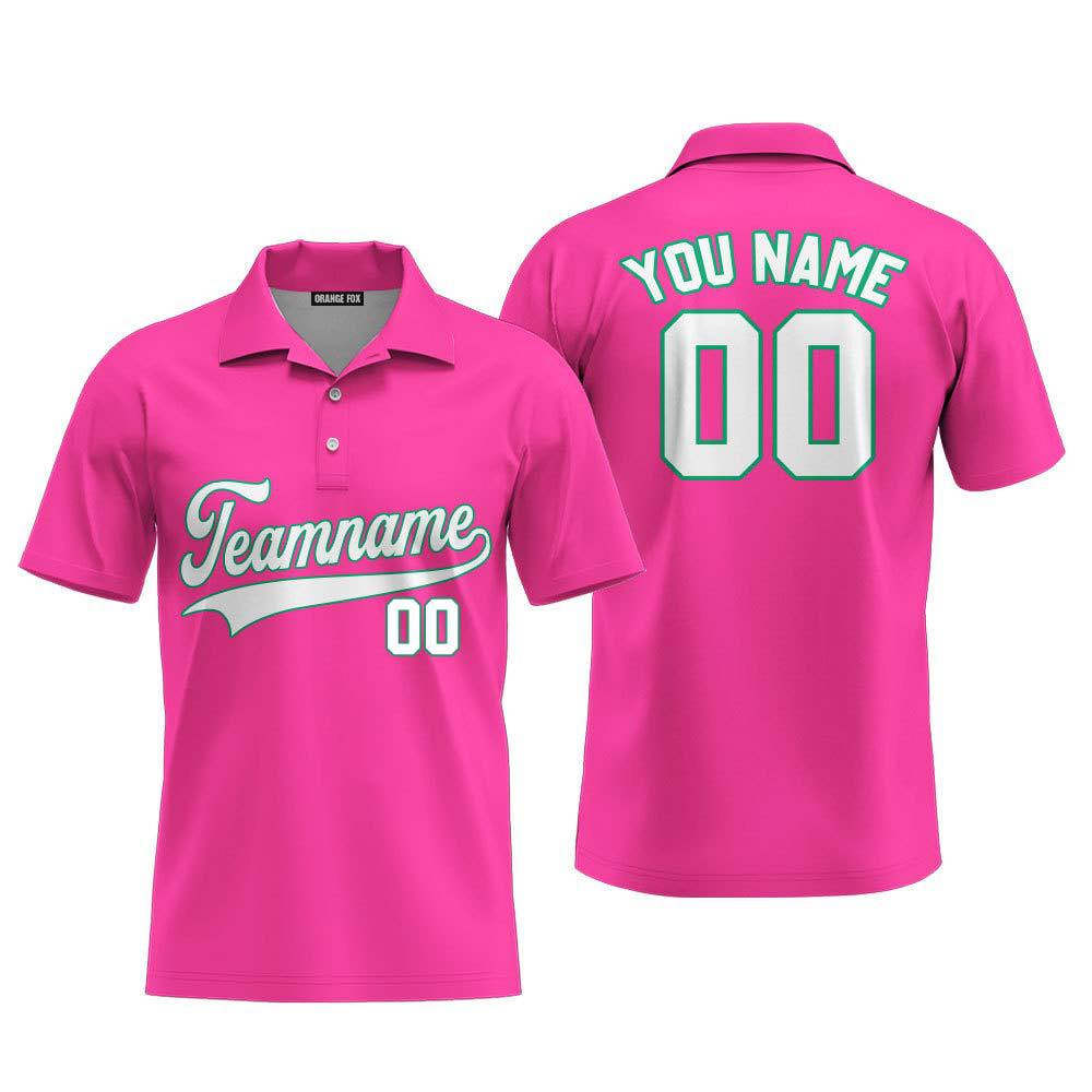 Custom White Kelly Green And Pink Custom Polo Shirt For Men