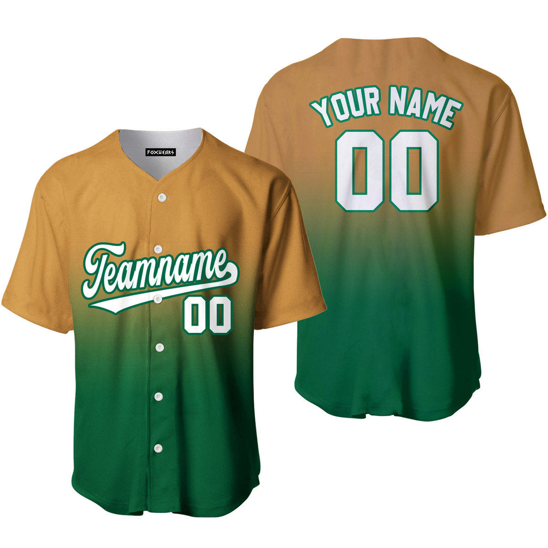 Custom White Kelly Green Brown Fade Fashion Baseball Jerseys For Men & Women