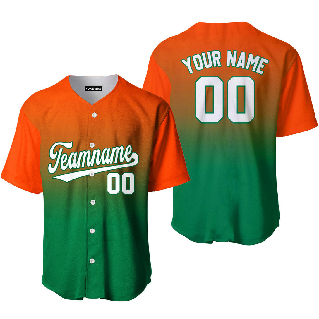 Custom White Kelly Green Orange Fade Fashion Baseball Jerseys For Men & Women