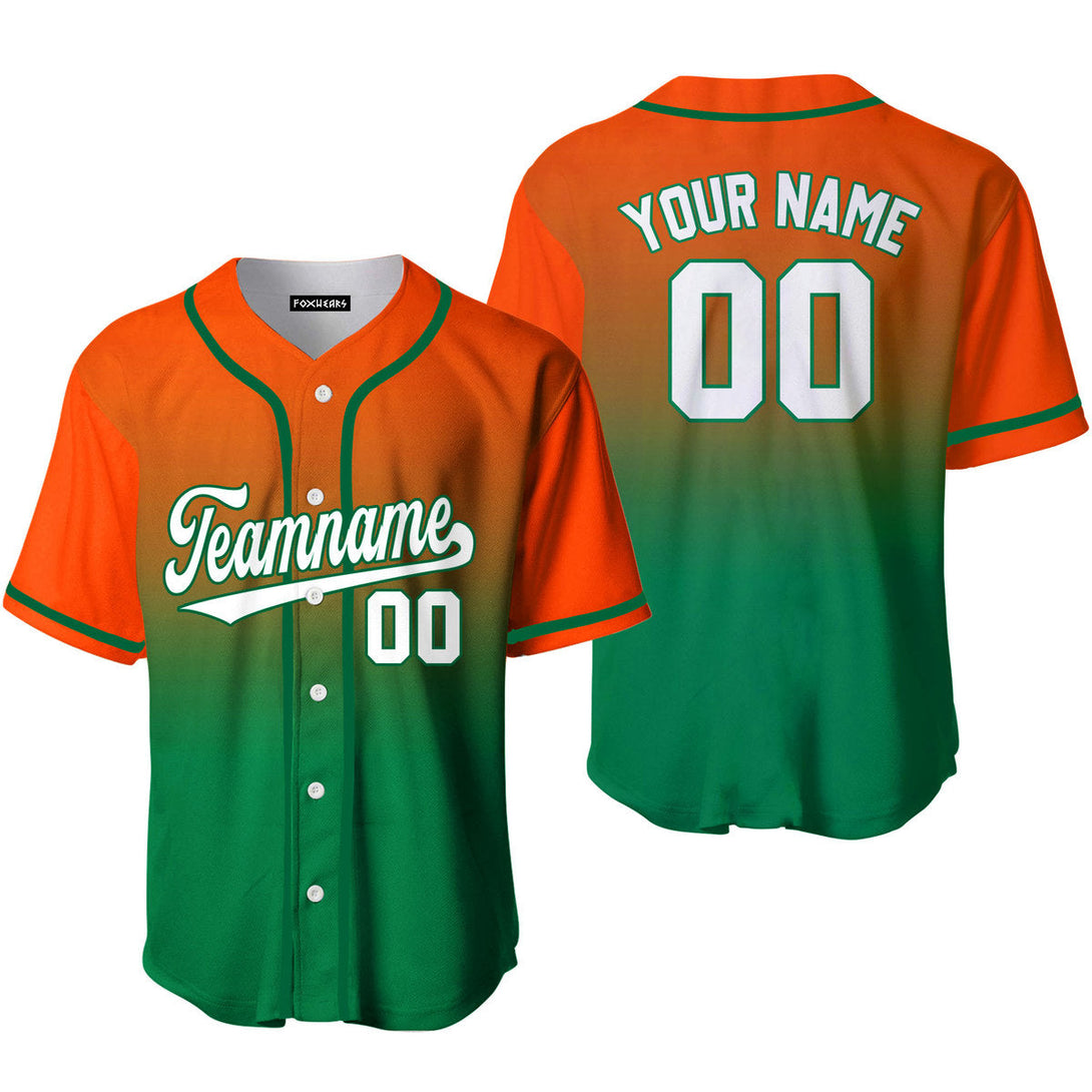 Custom White Kelly Green Orange Fade Fashion Baseball Jerseys For Men & Women