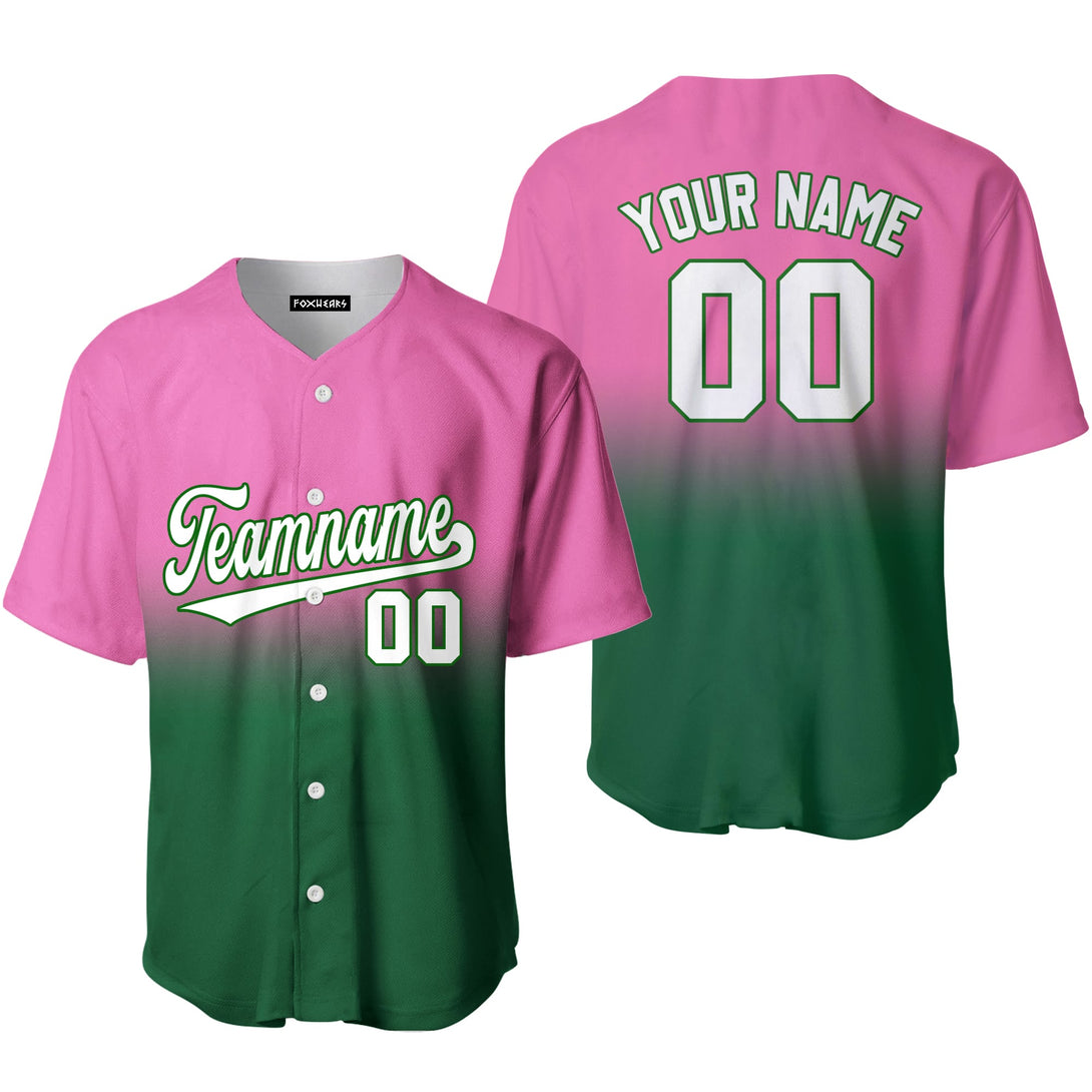 Custom White Kelly Green Pink Fade Fashion Baseball Jerseys For Men & Women