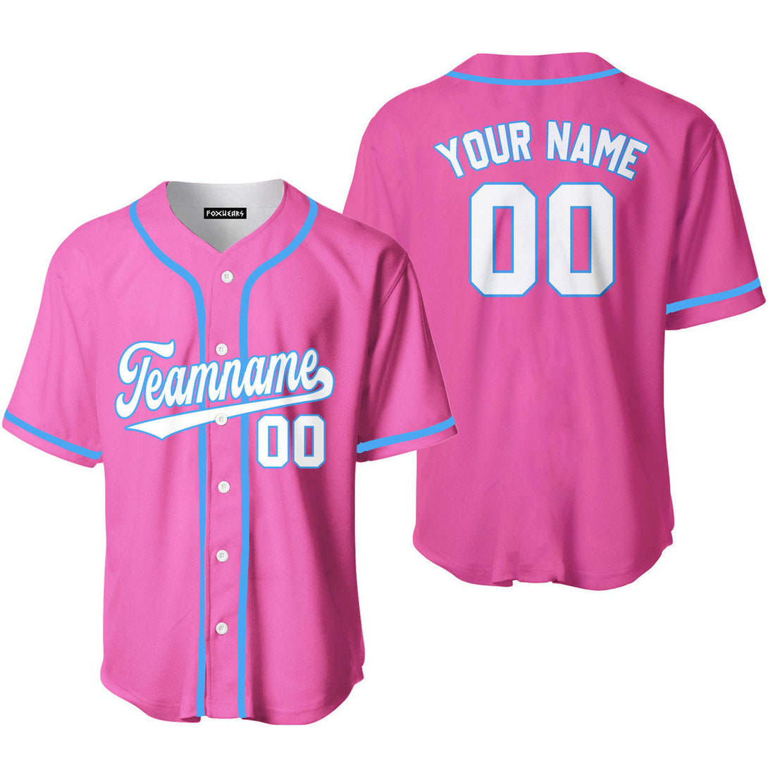 Custom White Light Blue And Pink Custom Baseball Jerseys For Men & Women