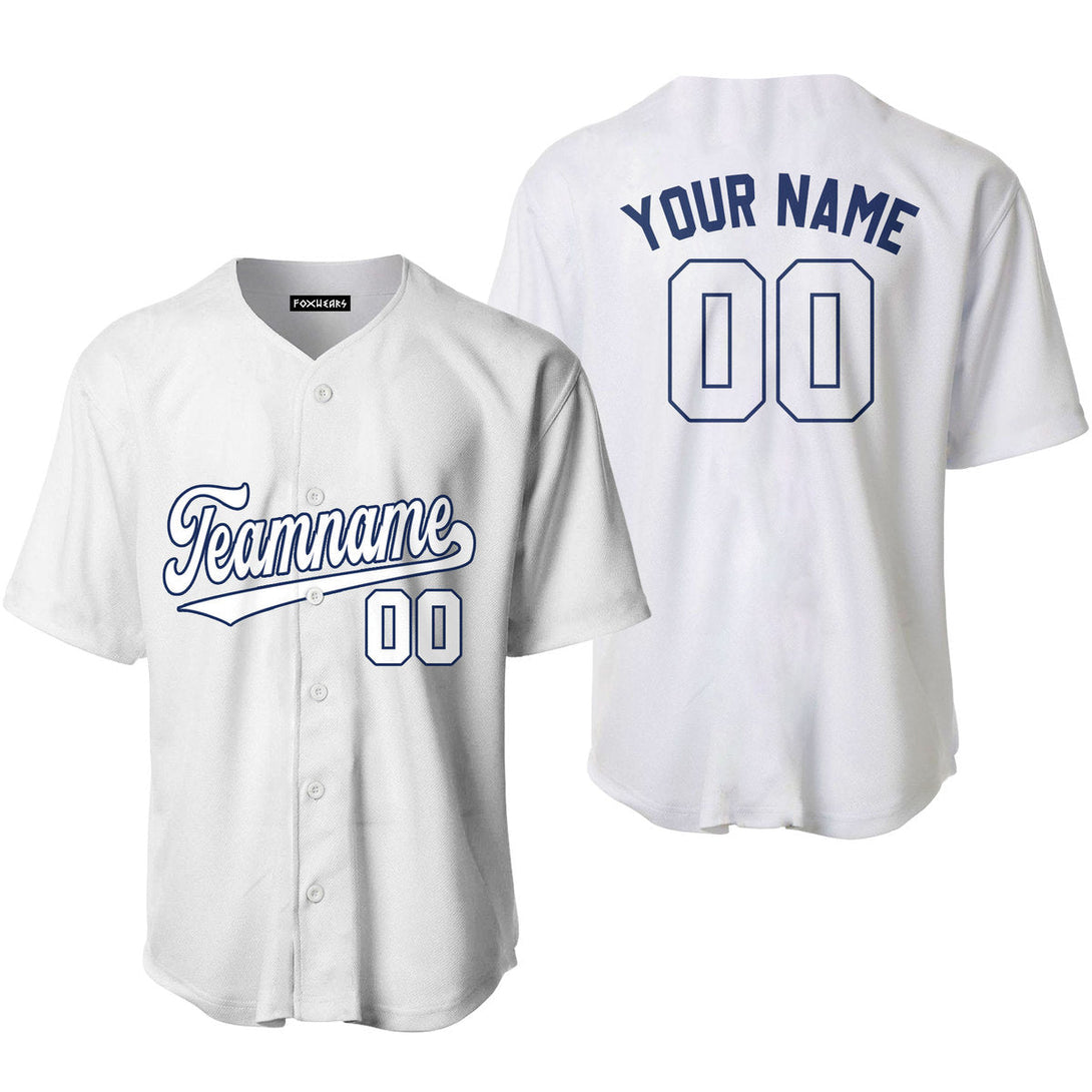 Custom White Navy Custom Baseball Jerseys For Men & Women