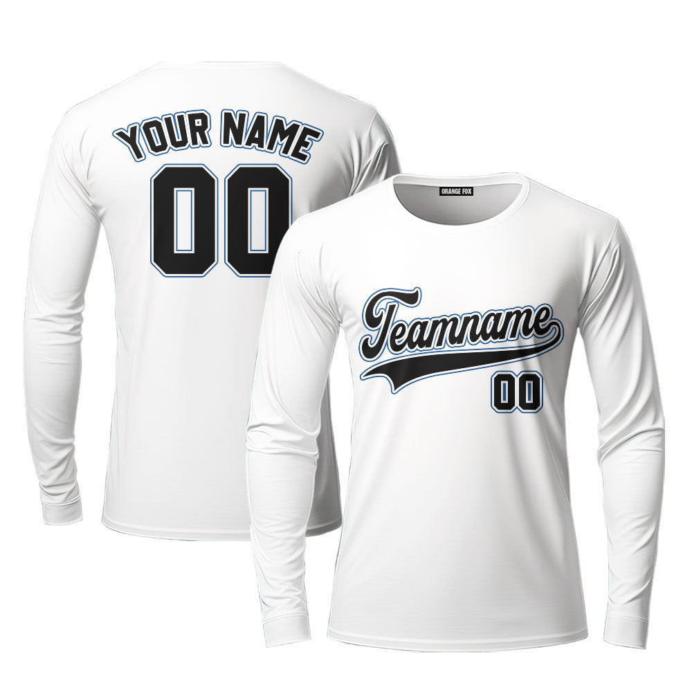 Custom White Navy Custom Long Sleeve T-Shirt For Men & Women